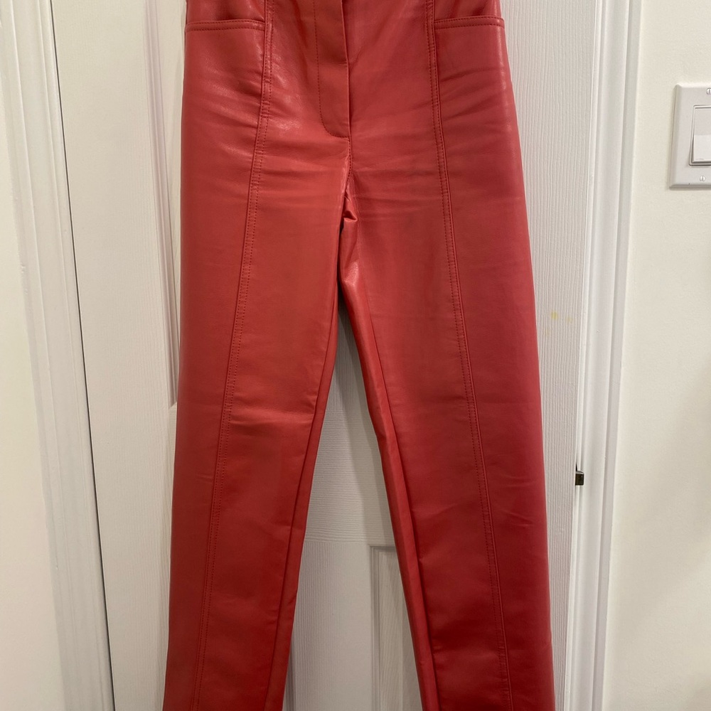 Wilfred Coral Straight Leg Faux Leather Pants